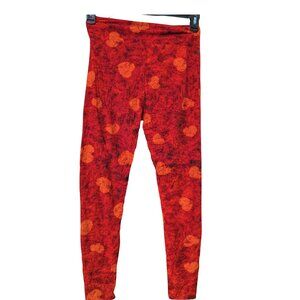 LuLaRoe One Size Leggings Red Splatter Heart Print Buttery Soft OS Grunge Valent